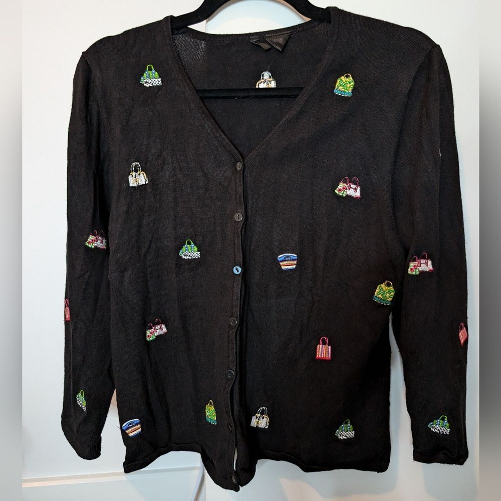 Etoile Unique Embroidered Bags Patches Cardigan Button Up
